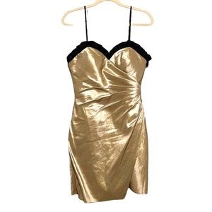 FERIANI COUTURE Gold with Black trim&straps prom/holiday/cocktail dress